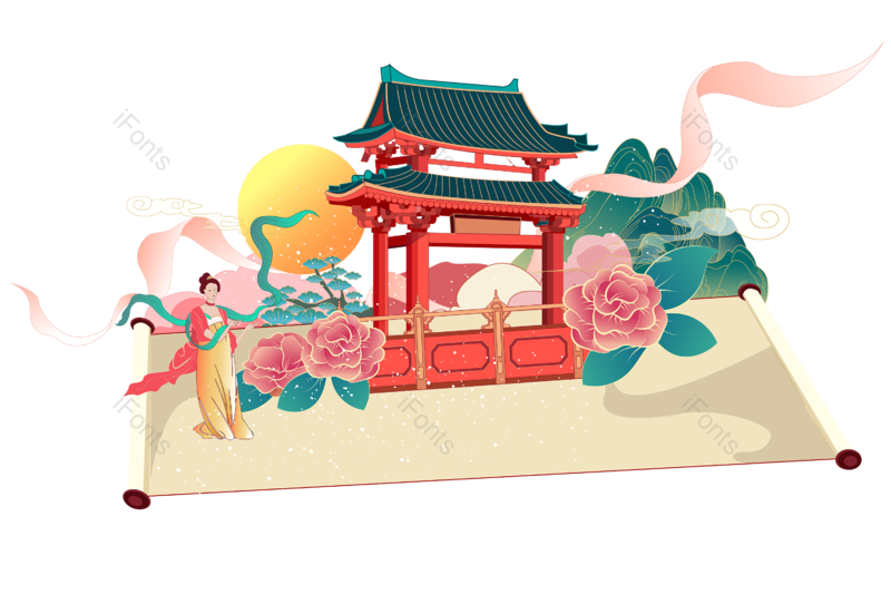 中国风图片,美女元素,古代PNG,中秋免抠素材